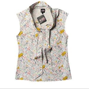 Retrolicious Math Equations Blouse Top NWT